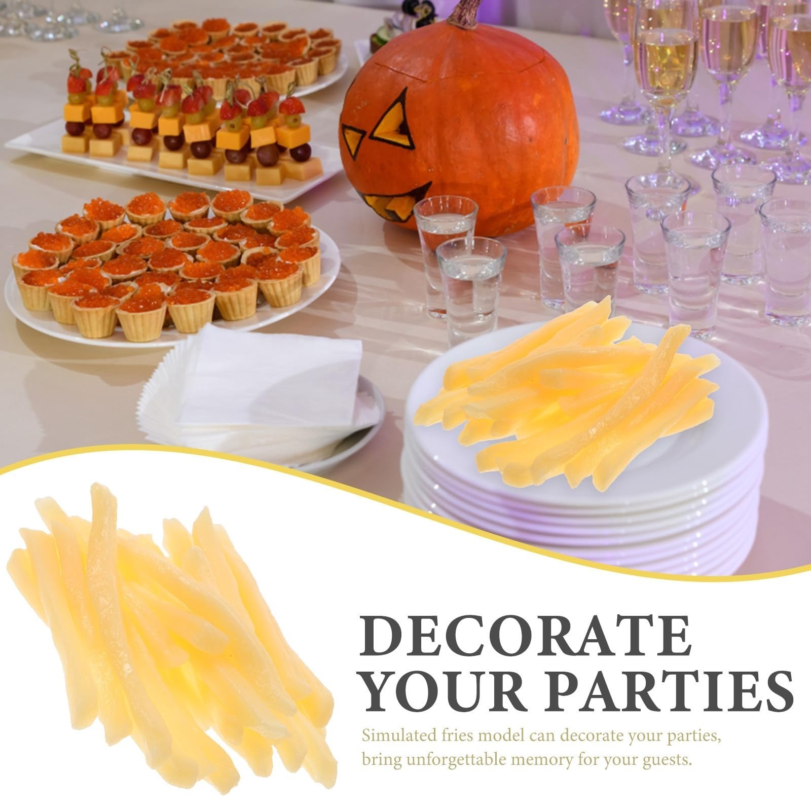 30 Fausses Frites Décoratives PVC Réalistes Accessoire Restaurant Photo